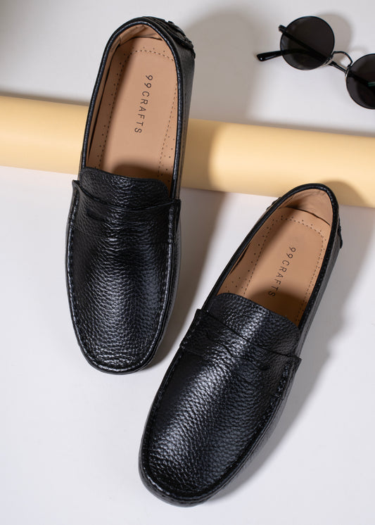 European Milled Leather Driving Loafers Penicut-Saddle