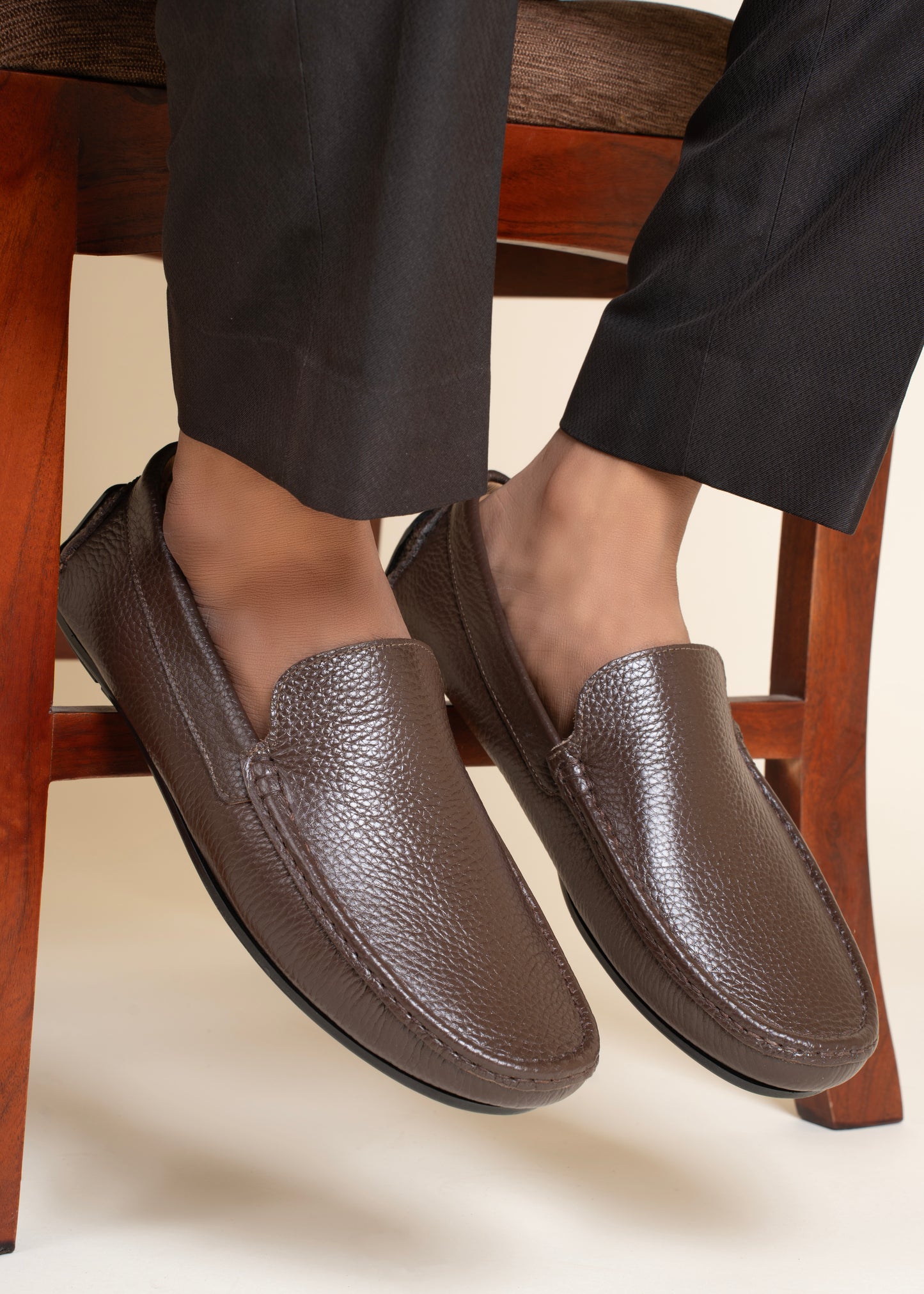 99Crafts Premium Quality European Full-Grain Milled Leather Handmade Driving loafers For Men