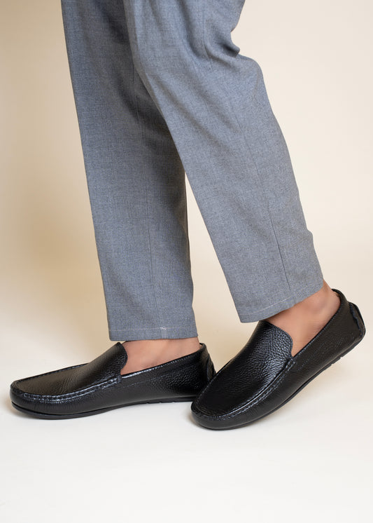 European Full-Grain Milled Leather Driving Loafers
