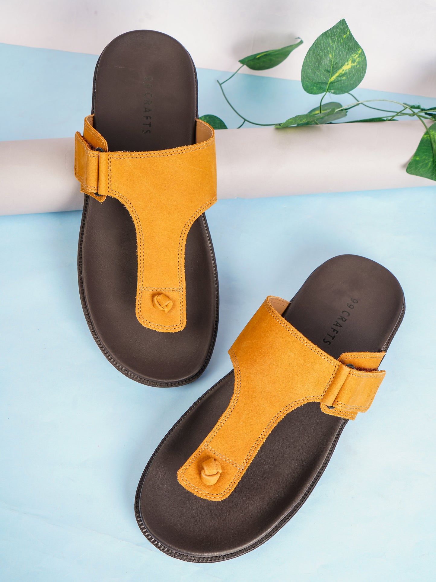 99Crafts Luxe Italian Nubuck Leather T-Strap Sandal | Ultra-Soft Ortholite Memory Cushion