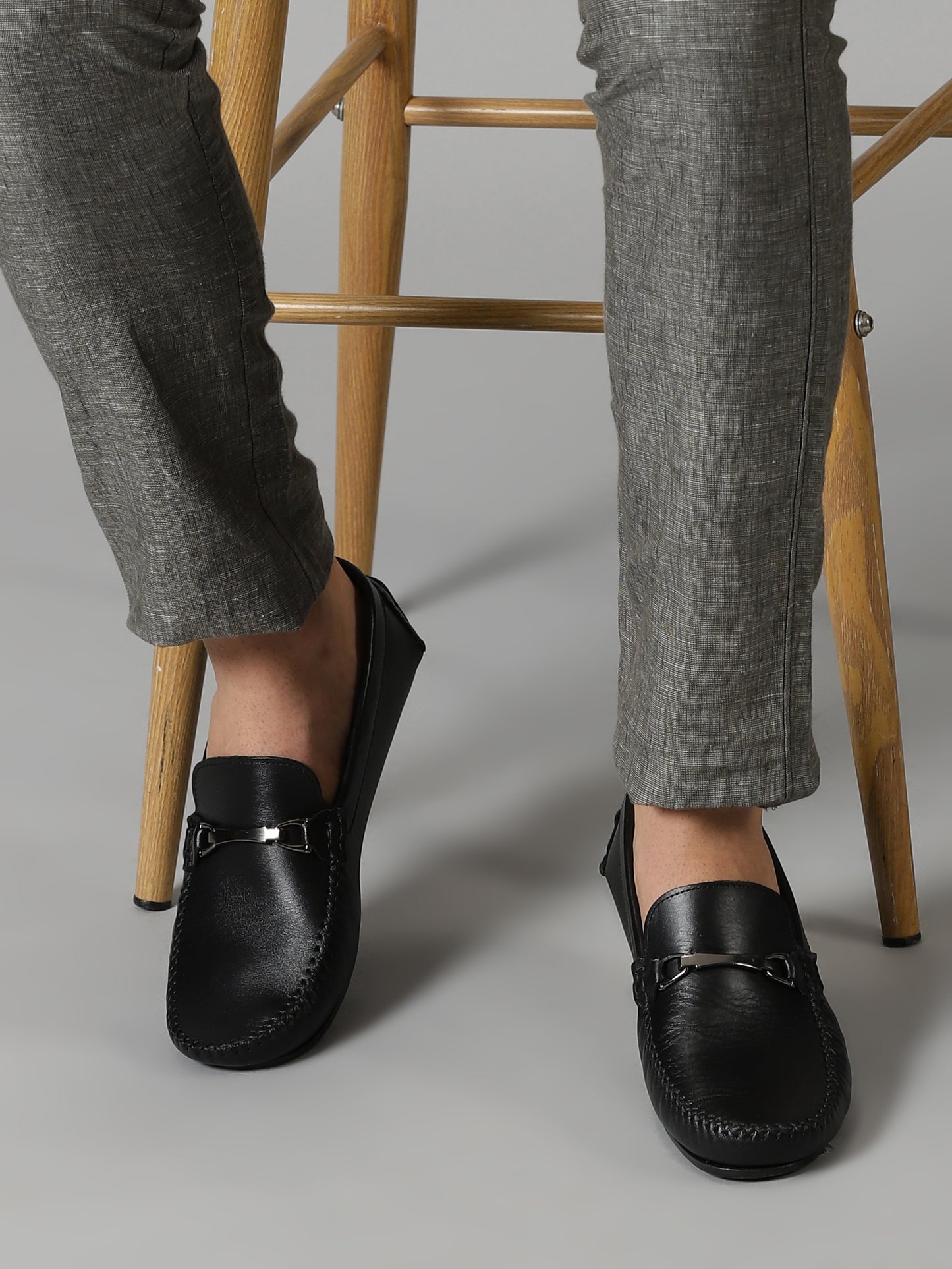 99Crafts Premium Quality European Full Grain Leather Handmade Driving loafers With Buckle Ancent For Men