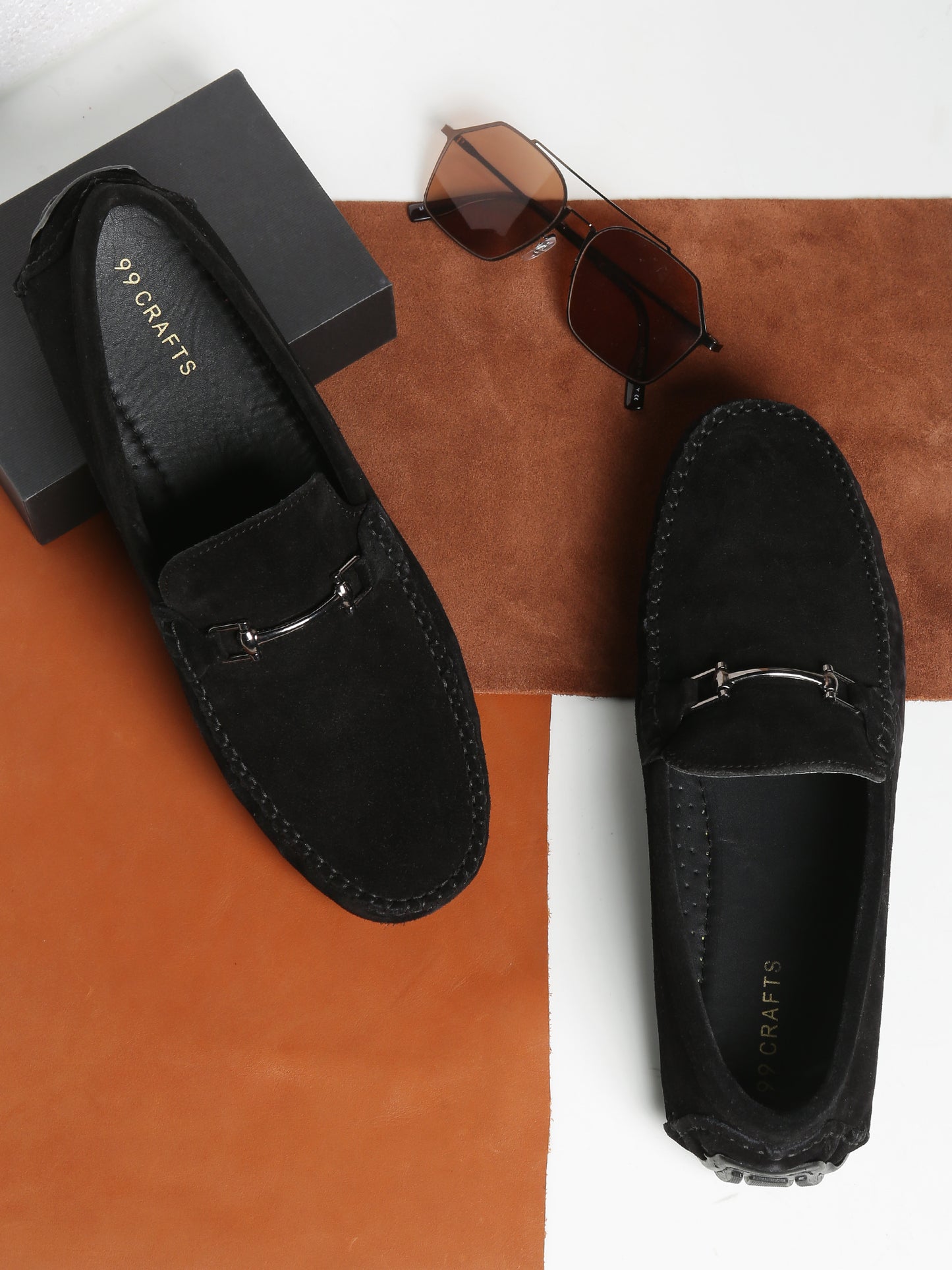 99Crafts Italian Suede Leather Buckle-Strap Sandal | Ortholite Memory Cushion & Arch-Flex Support