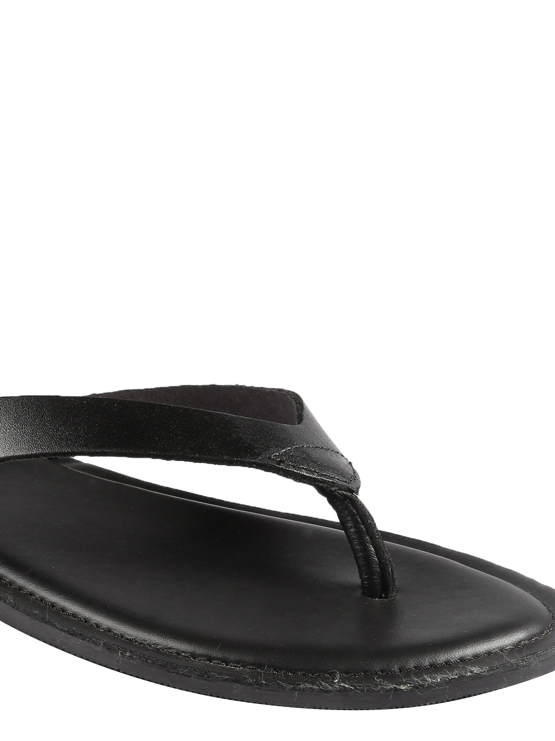 99Crafts Men's Italian Full Grain Leather Flat Sandals with TPR Sole