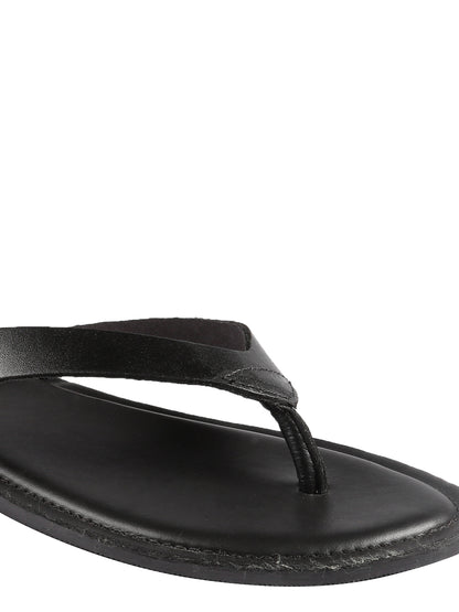 99Crafts Men's Italian Full Grain Leather Flat Sandals with TPR Sole