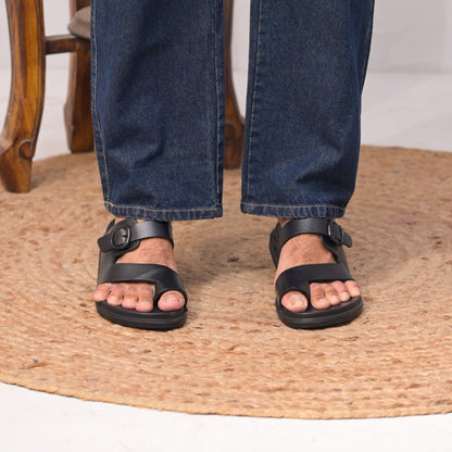 99Crafts Men's Italian Full Grain Leather Multi-Strap Sandals