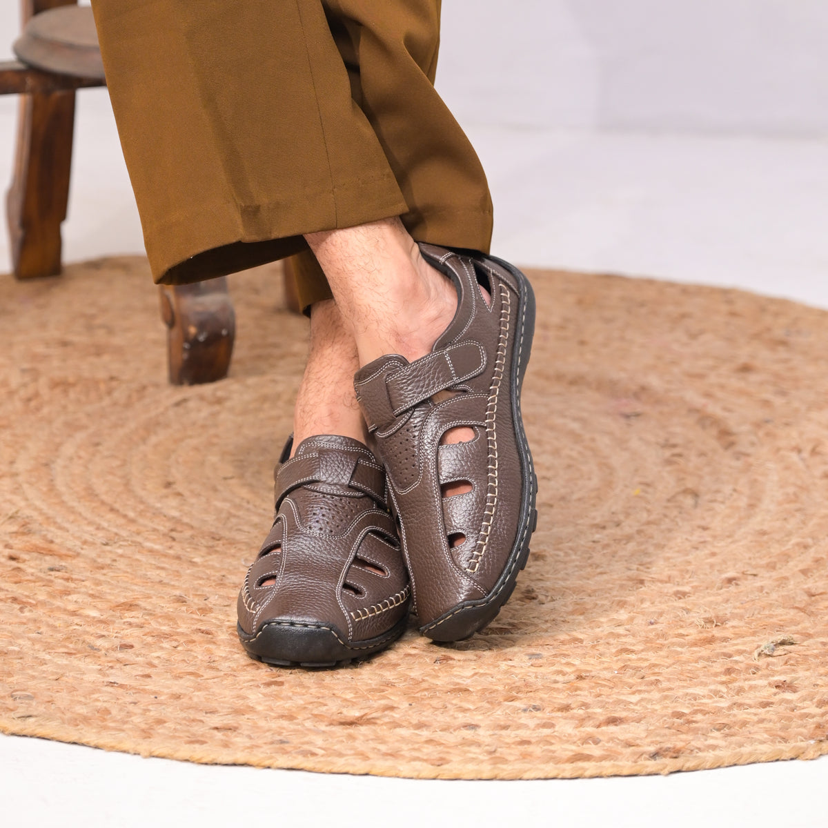 99Crafts Premium European Milled Leather Sandals – With 25mm Comfort Tech Ortholite®  footbed