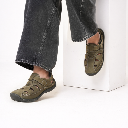 99Crafts Premium European Nubuck Leather Fisherman Sandals | Ortholite Footbed | Velcro Closure