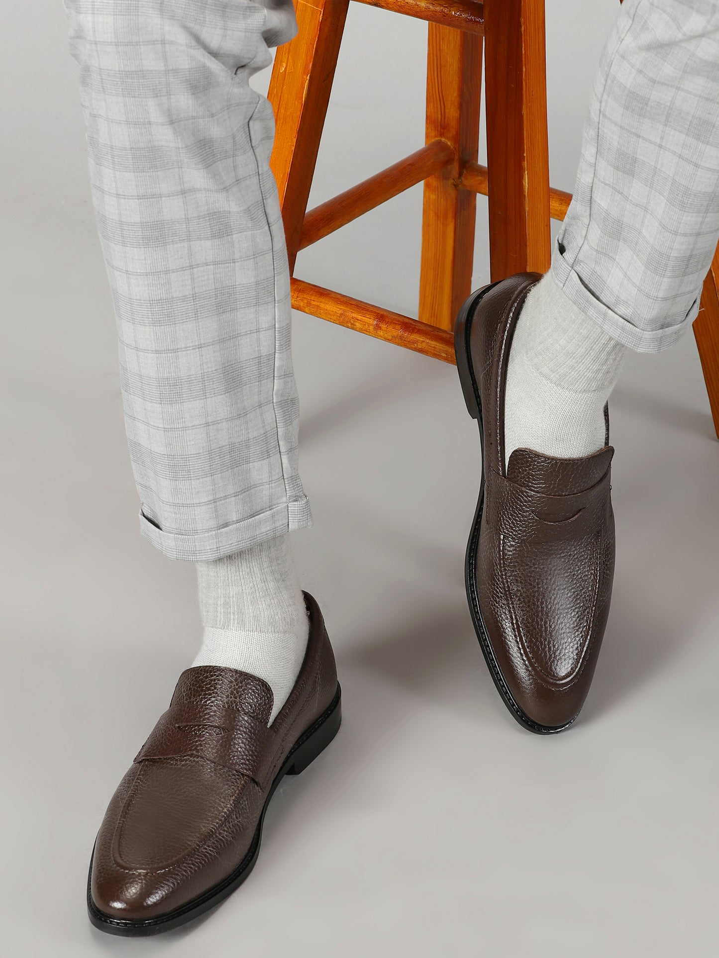 99Crafts Premium Quality European Full-Grain Milled Leather Handmade Moccasin With Penicut Saddle For Men