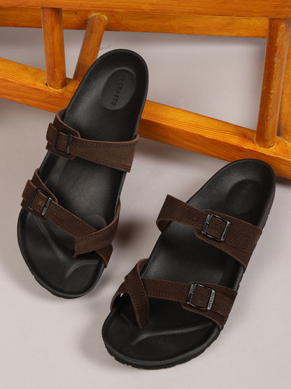 99Crafts Italian Suede Leather Buckle-Strap Sandal | Ortholite Memory Cushion & Arch-Flex Support