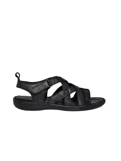 99Crafts Premium European Milled Leather Multi-Strap Sandals with Ortholite Footbed & Velcro Closure