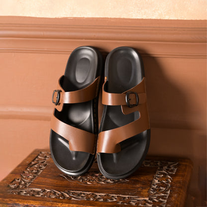 99Crafts Men's Italian Full Grain Leather Multi-Strap Sandals