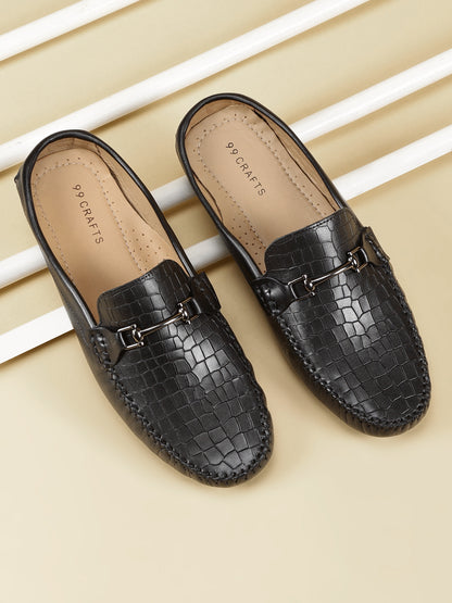 European Leather Croco-Metal Print Mules