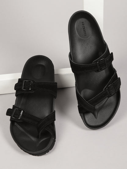 99Crafts Italian Suede Leather Buckle-Strap Sandal | Ortholite Memory Cushion & Arch-Flex Support