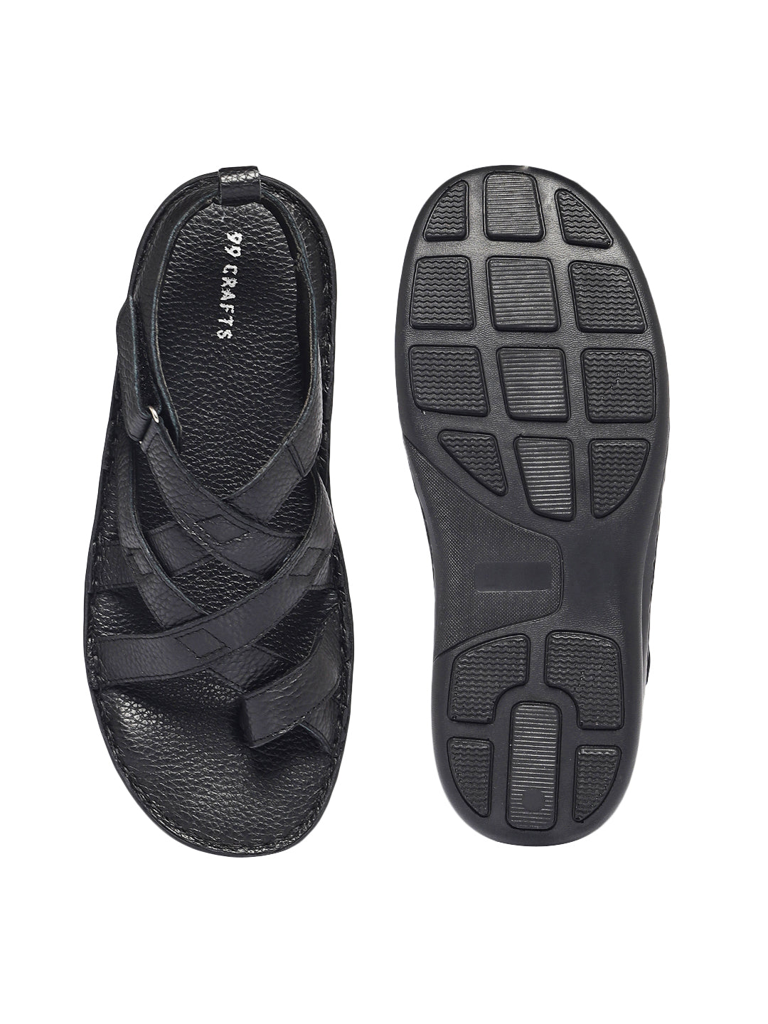 99Crafts Premium European Milled Leather Multi-Strap Sandals with Ortholite Footbed & Velcro Closure