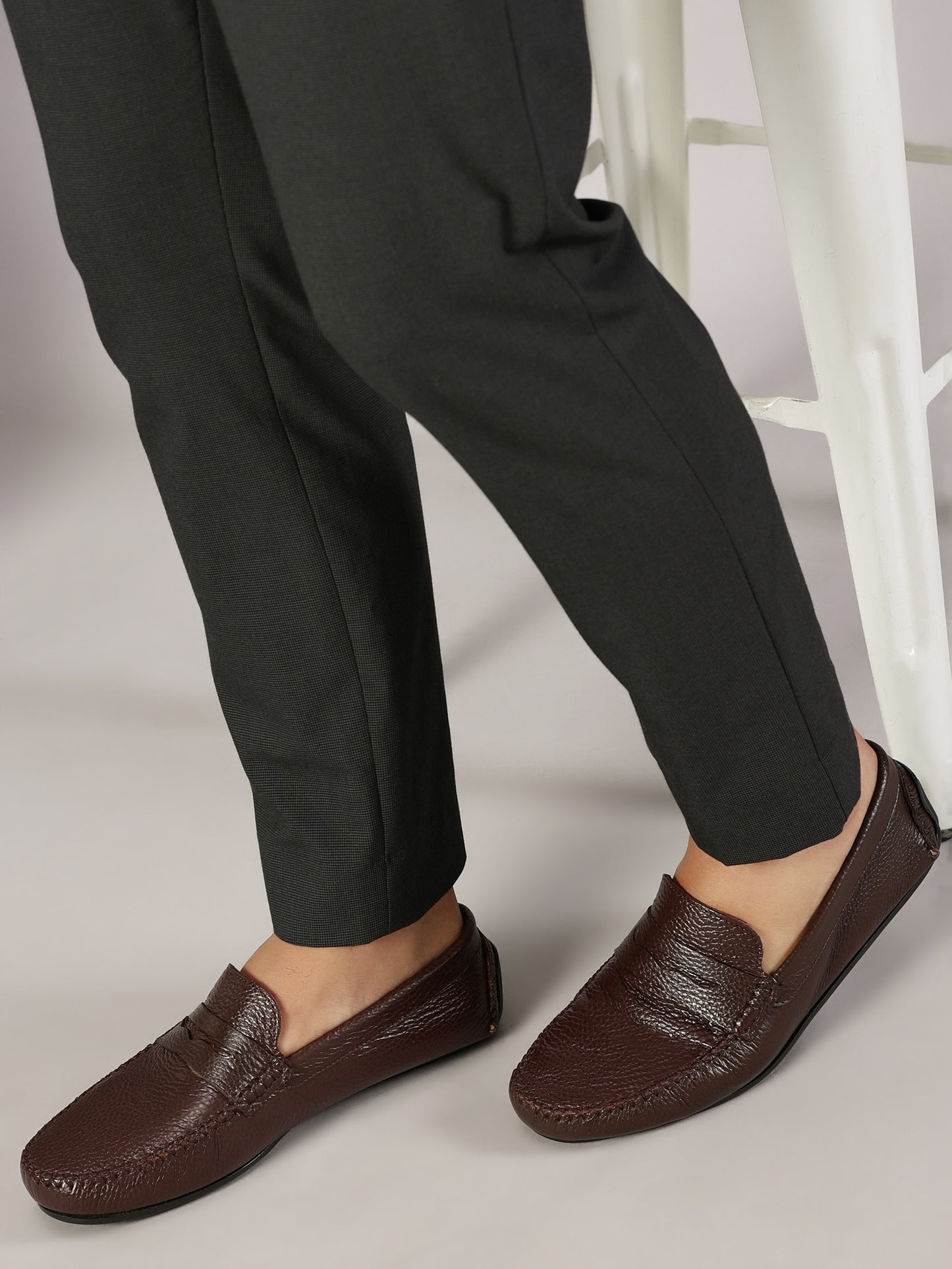 99Crafts Premium Quality European Full-Grain Milled Leather Handmade Driving loafers With Penicut Saddle For Men