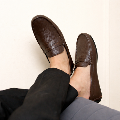 European Milled Leather Driving Loafers Penicut-Saddle