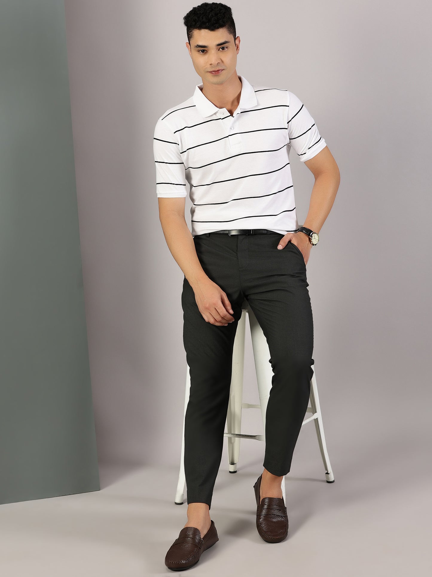 99Crafts Premium Quality European Full-Grain Milled Leather Handmade Driving loafers With Penicut Saddle For Men