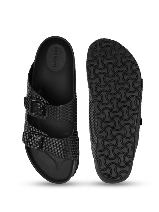 28D_BL3D 99Crafts Men’s Italian Imported 3D-Printed Full-Grain Leather Sandals | Luxury Handcrafted Comfort with High-Cushion Footbed & Arch-Flex Support