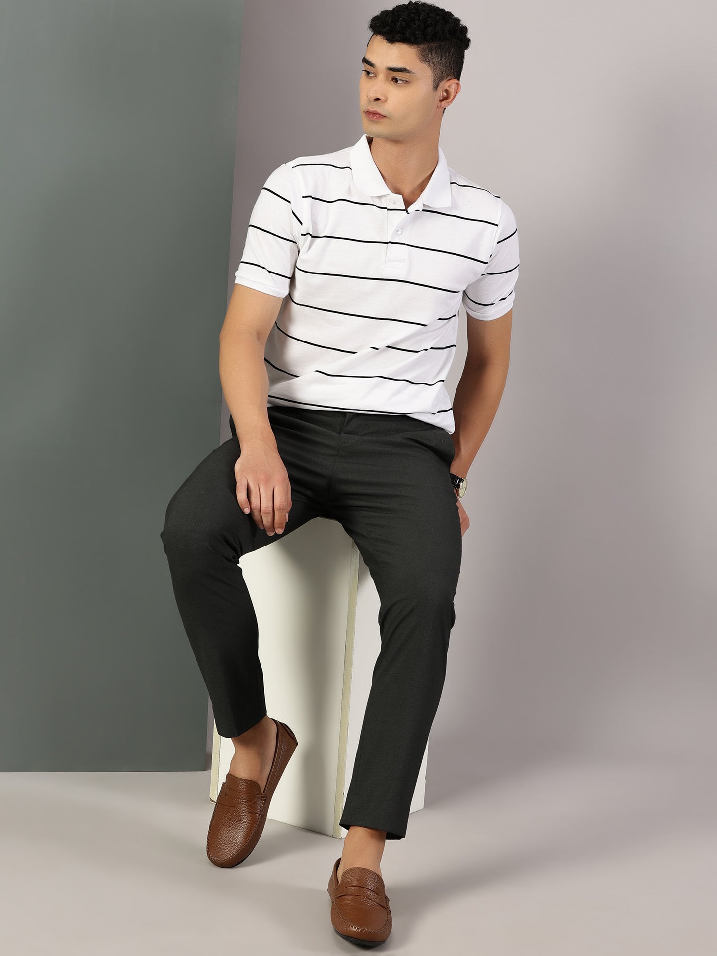 99Crafts Premium Quality European Full-Grain Milled Leather Handmade Driving loafers With Penicut Saddle For Men