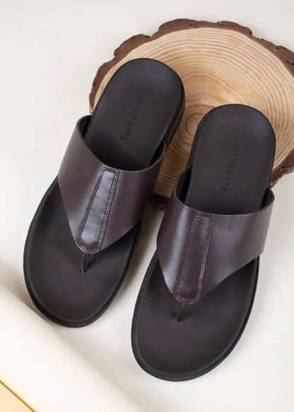 99Crafts Luxe Italian Full-Grain Leather V-Strap Sandal | Ultra-Soft Ortholite Memory Cushion