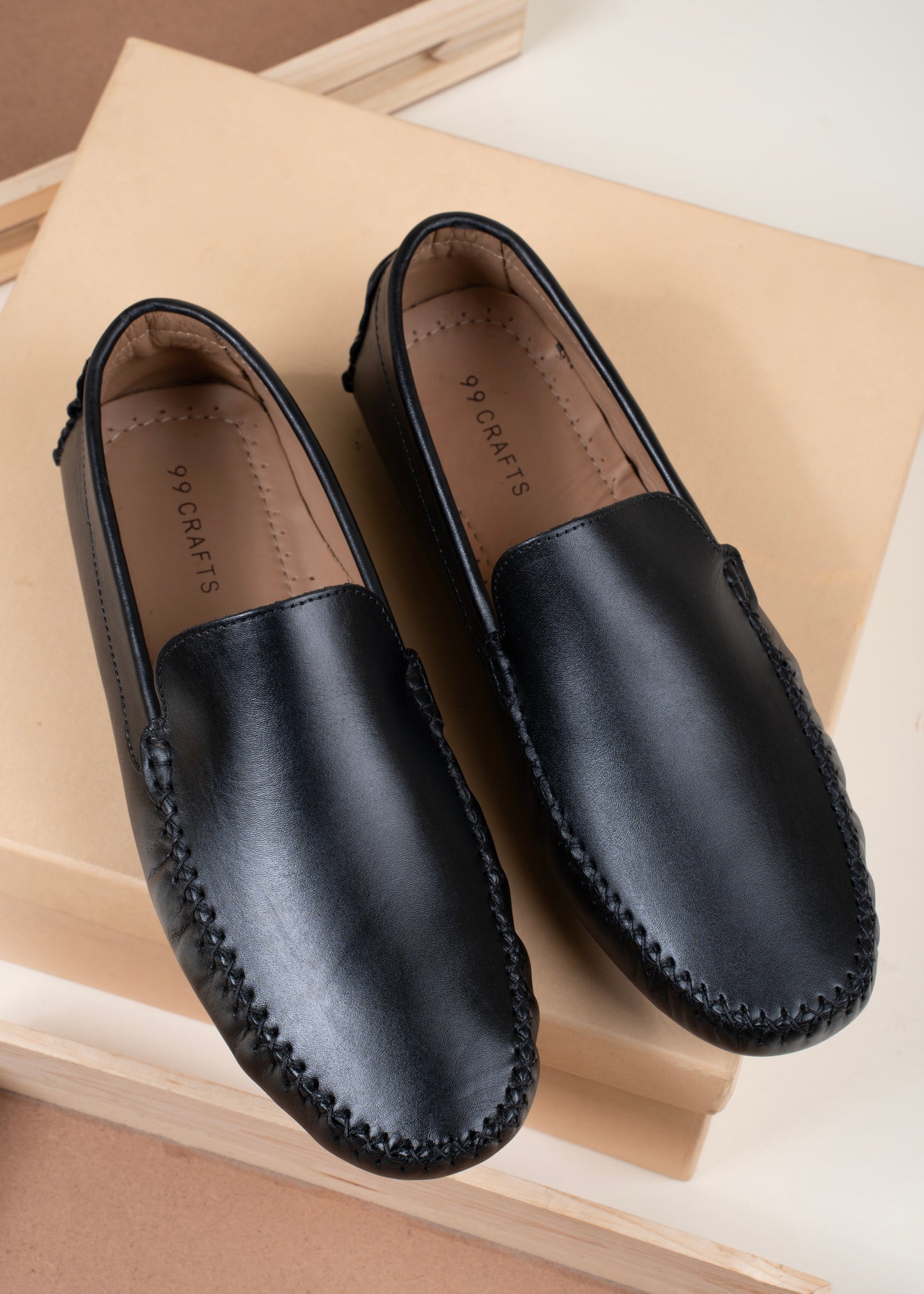 99Crafts Premium Quality European Full Grain Leather Handmade Driving loafers For Men