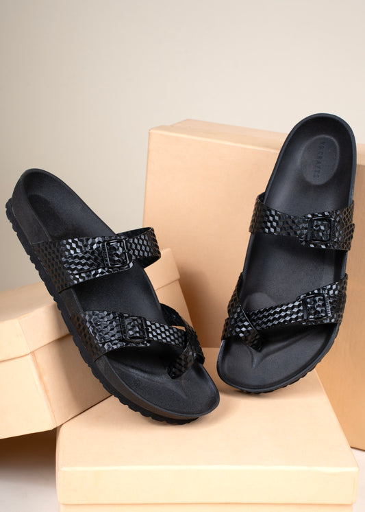 99Crafts Men’s Italian Imported 3D-Printed Full-Grain Leather Sandals | Luxury Handcrafted Comfort with High-Cushion Footbed & Arch-Flex Support