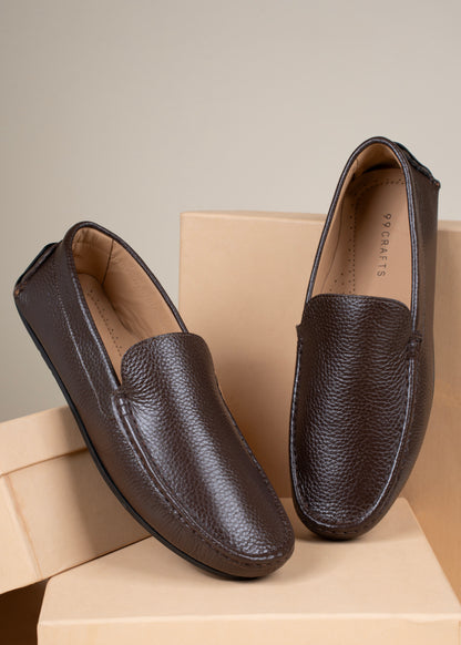 99Crafts Premium Quality European Full-Grain Milled Leather Handmade Driving loafers For Men