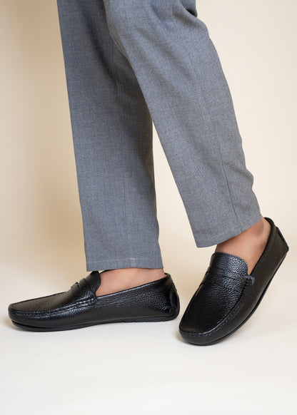 99Crafts Premium Quality European Full-Grain Milled Leather Handmade Driving loafers With Penicut Saddle For Men