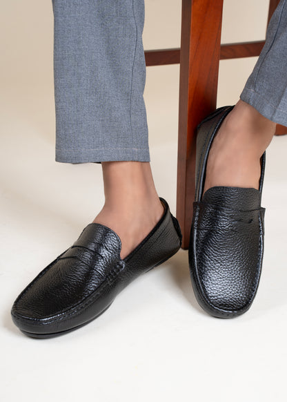 European Milled Leather Driving Loafers Penicut-Saddle