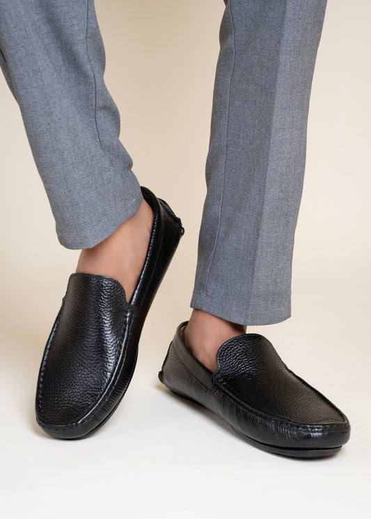 European Full-Grain Milled Leather Driving Loafers