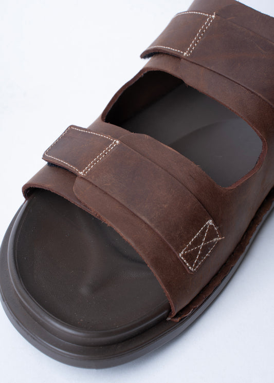 Crazy Horse Leather Velcro Sandal