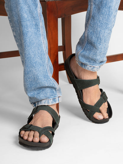 99Crafts Italian Suede Leather Buckle-Strap Sandal | Ortholite Memory Cushion & Arch-Flex Support
