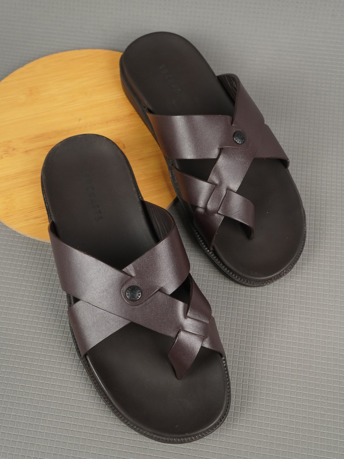 99Crafts Italian Full-Grain Leather Multi-Strap Comfort Sandal | Ortholite Memory Cushion & Arch-Flex Support
