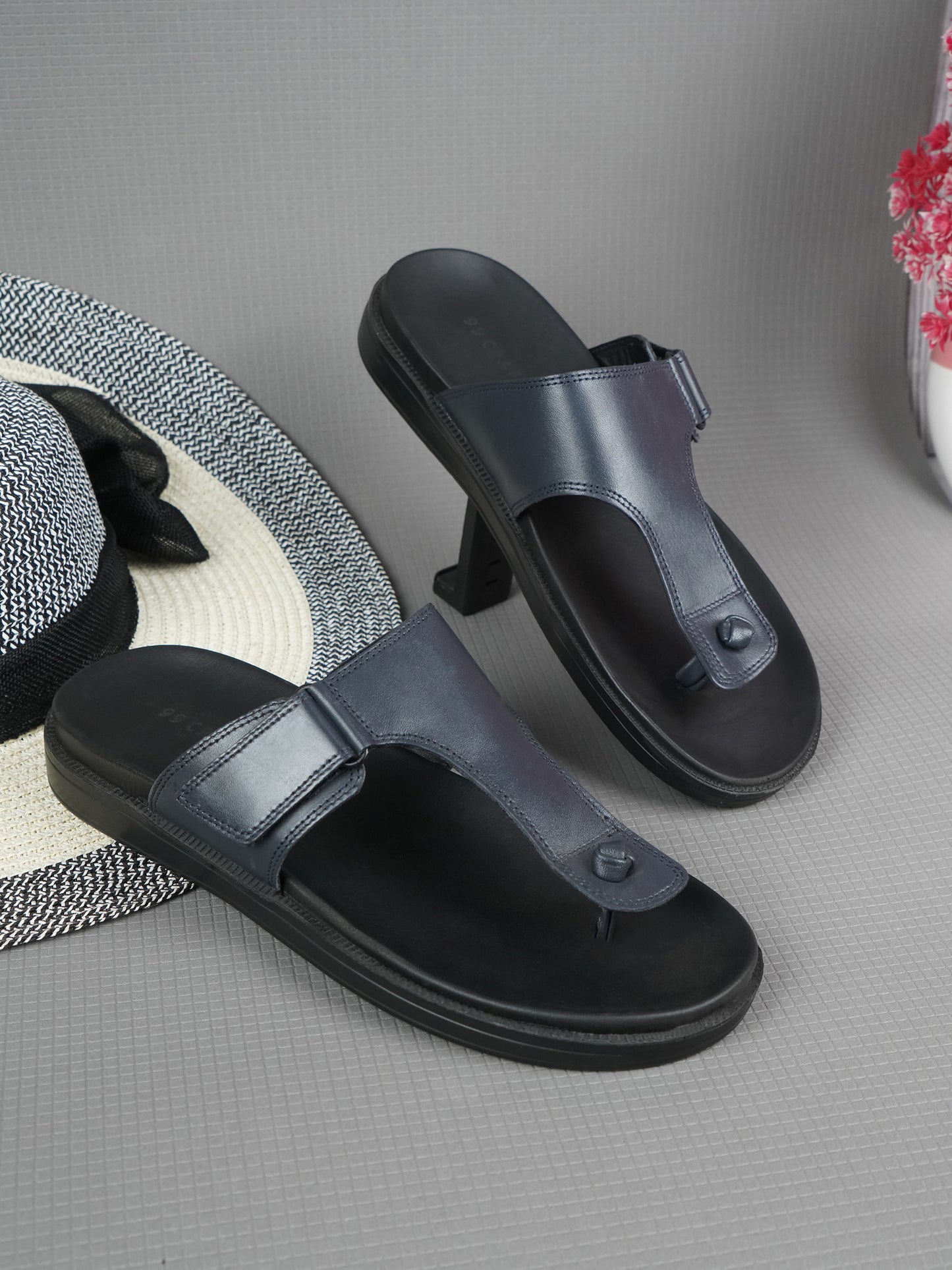 99Crafts Luxe Italian Full-Grain Leather T-Strap Sandal | Ultra-Soft Ortholite Memory Cushion