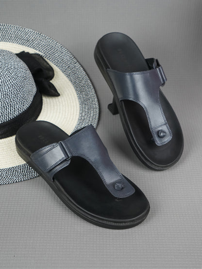 99Crafts Luxe Italian Full-Grain Leather T-Strap Sandal | Ultra-Soft Ortholite Memory Cushion