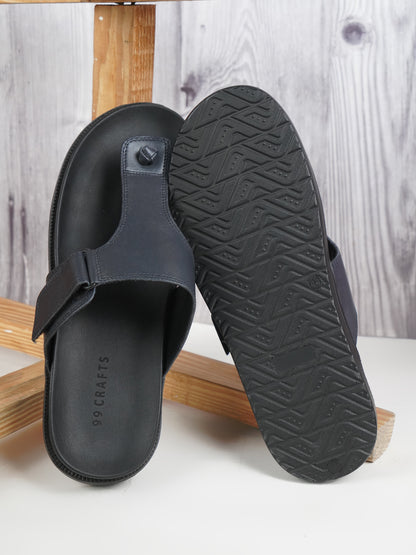 99Crafts Luxe Italian Full-Grain Leather T-Strap Sandal | Ultra-Soft Ortholite Memory Cushion