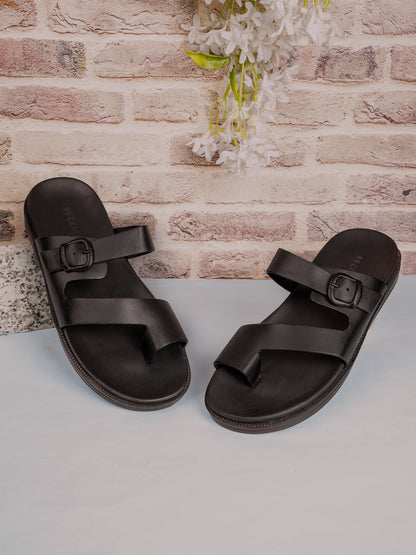 99Crafts Italian Full-Grain Leather Buckle-Strap Sandal | Ortholite Memory Cushion & Arch-Flex Support