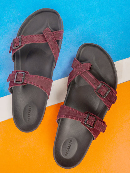 99Crafts Italian Suede Leather Buckle-Strap Sandal | Ortholite Memory Cushion & Arch-Flex Support