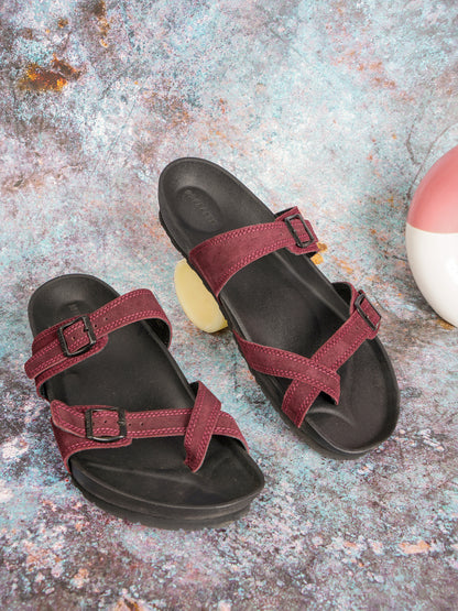 99Crafts Italian Suede Leather Buckle-Strap Sandal | Ortholite Memory Cushion & Arch-Flex Support