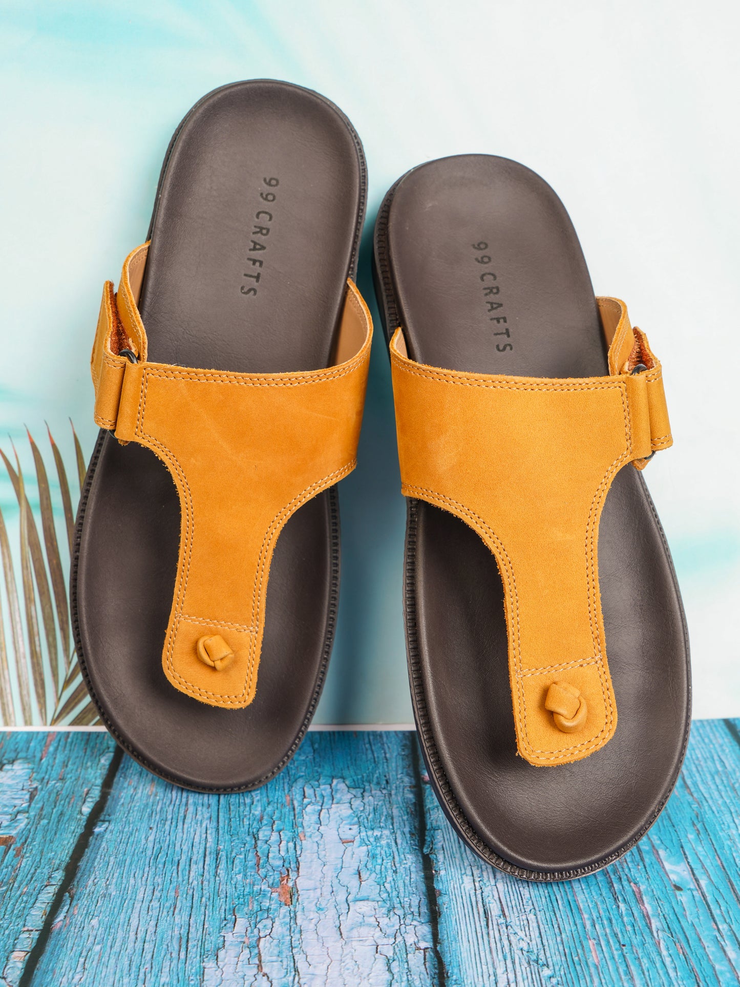 99Crafts Luxe Italian Nubuck Leather T-Strap Sandal | Ultra-Soft Ortholite Memory Cushion