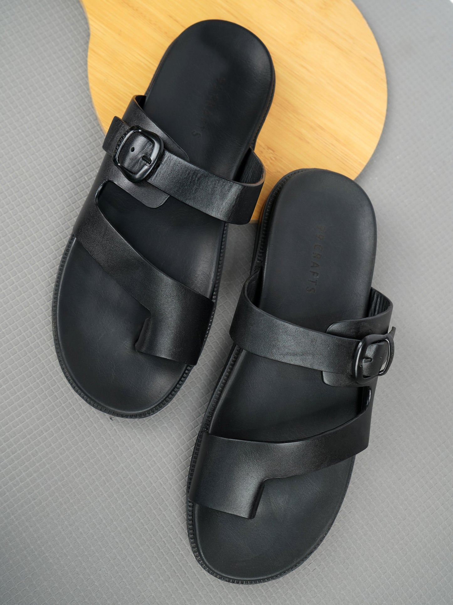 99Crafts Italian Full-Grain Leather Buckle-Strap Sandal | Ortholite Memory Cushion & Arch-Flex Support