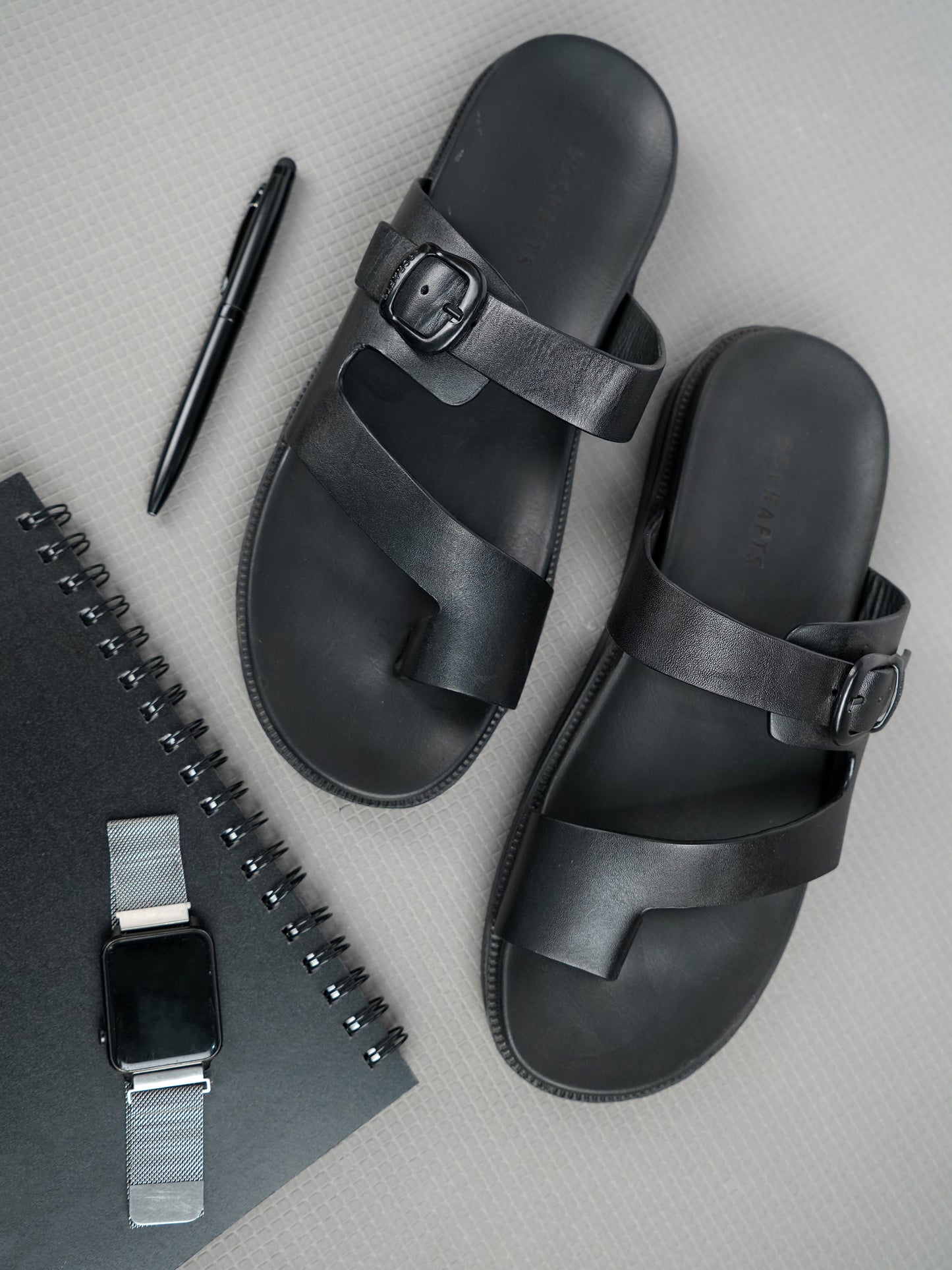 99Crafts Italian Full-Grain Leather Buckle-Strap Sandal | Ortholite Memory Cushion & Arch-Flex Support