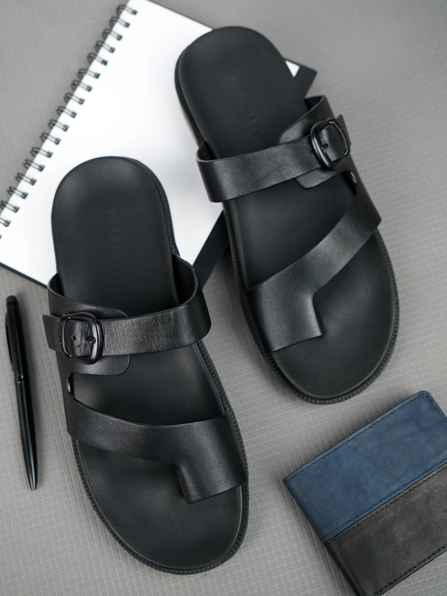 99Crafts Italian Full-Grain Leather Buckle-Strap Sandal | Ortholite Memory Cushion & Arch-Flex Support