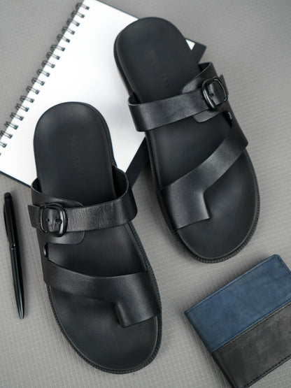 99Crafts Italian Full-Grain Leather Buckle-Strap Sandal | Ortholite Memory Cushion & Arch-Flex Support