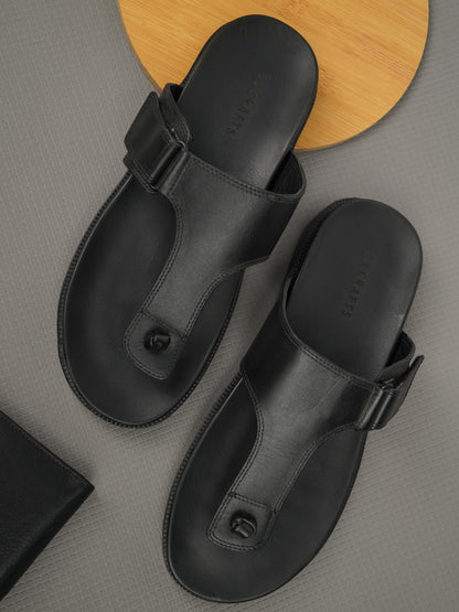 99Crafts Luxe Italian Full-Grain Leather T-Strap Sandal | Ultra-Soft Ortholite Memory Cushion