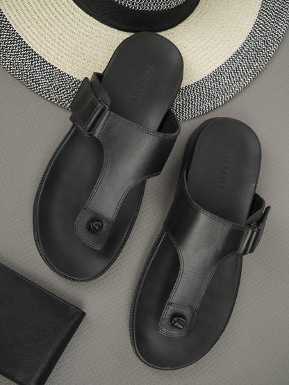 99Crafts Luxe Italian Full-Grain Leather T-Strap Sandal | Ultra-Soft Ortholite Memory Cushion