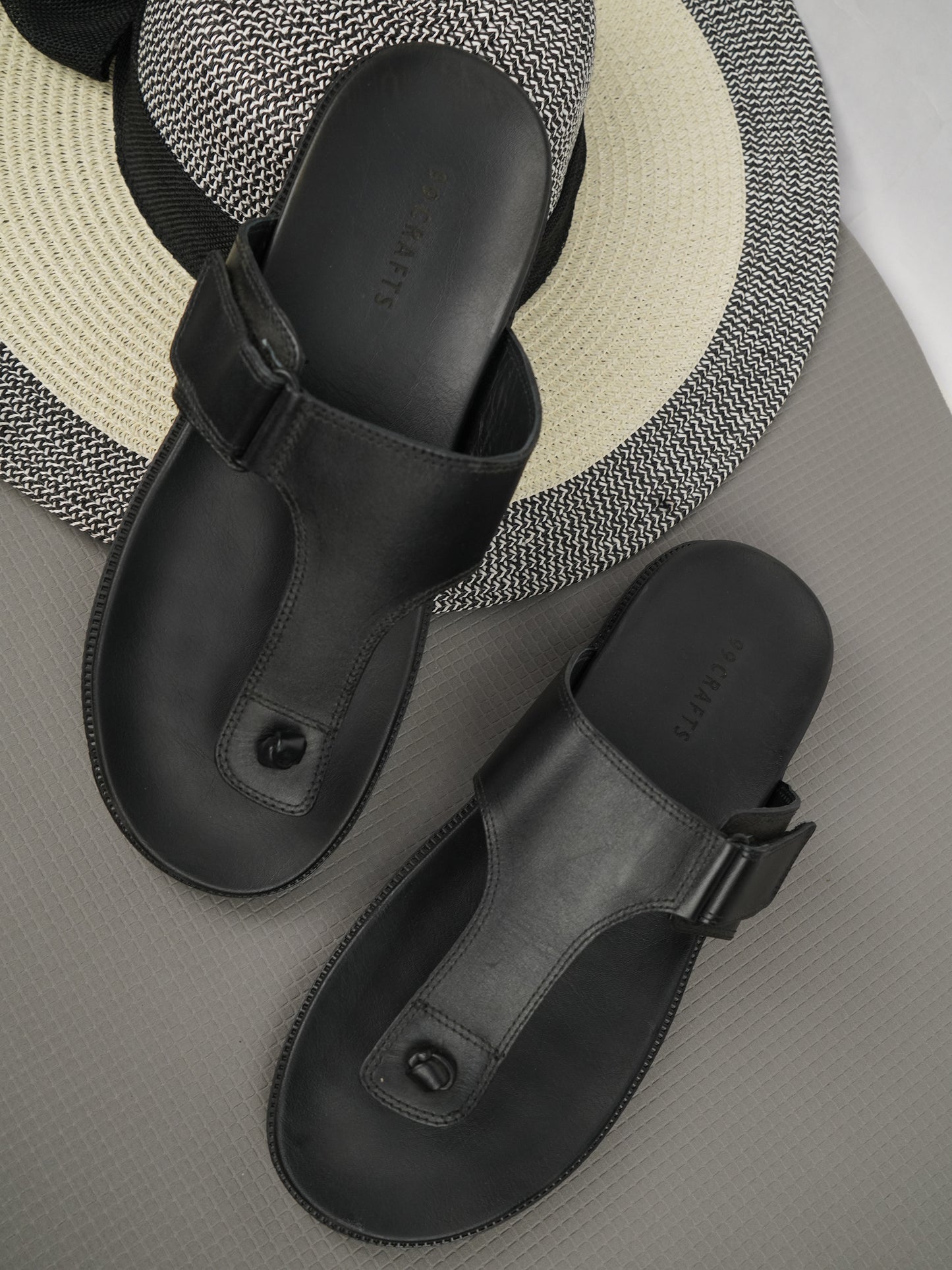 99Crafts Luxe Italian Full-Grain Leather T-Strap Sandal | Ultra-Soft Ortholite Memory Cushion