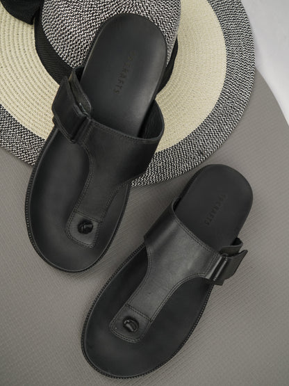 99Crafts Luxe Italian Full-Grain Leather T-Strap Sandal | Ultra-Soft Ortholite Memory Cushion