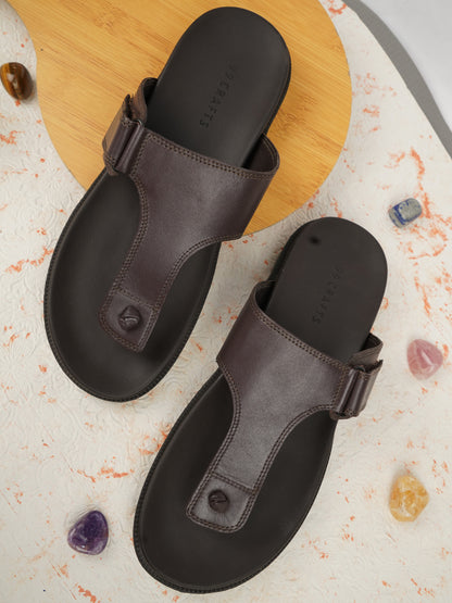 99Crafts Luxe Italian Full-Grain Leather T-Strap Sandal | Ultra-Soft Ortholite Memory Cushion