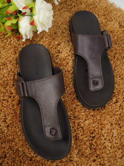 99Crafts Luxe Italian Full-Grain Leather T-Strap Sandal | Ultra-Soft Ortholite Memory Cushion